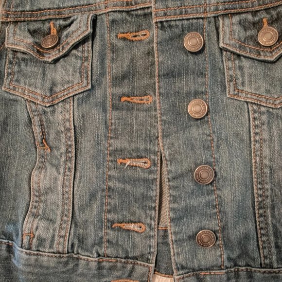 Denim Fleece Hooded Hoodie Trucker Jacket boys 7/8 Roebuck & co - Picture 2 of 10